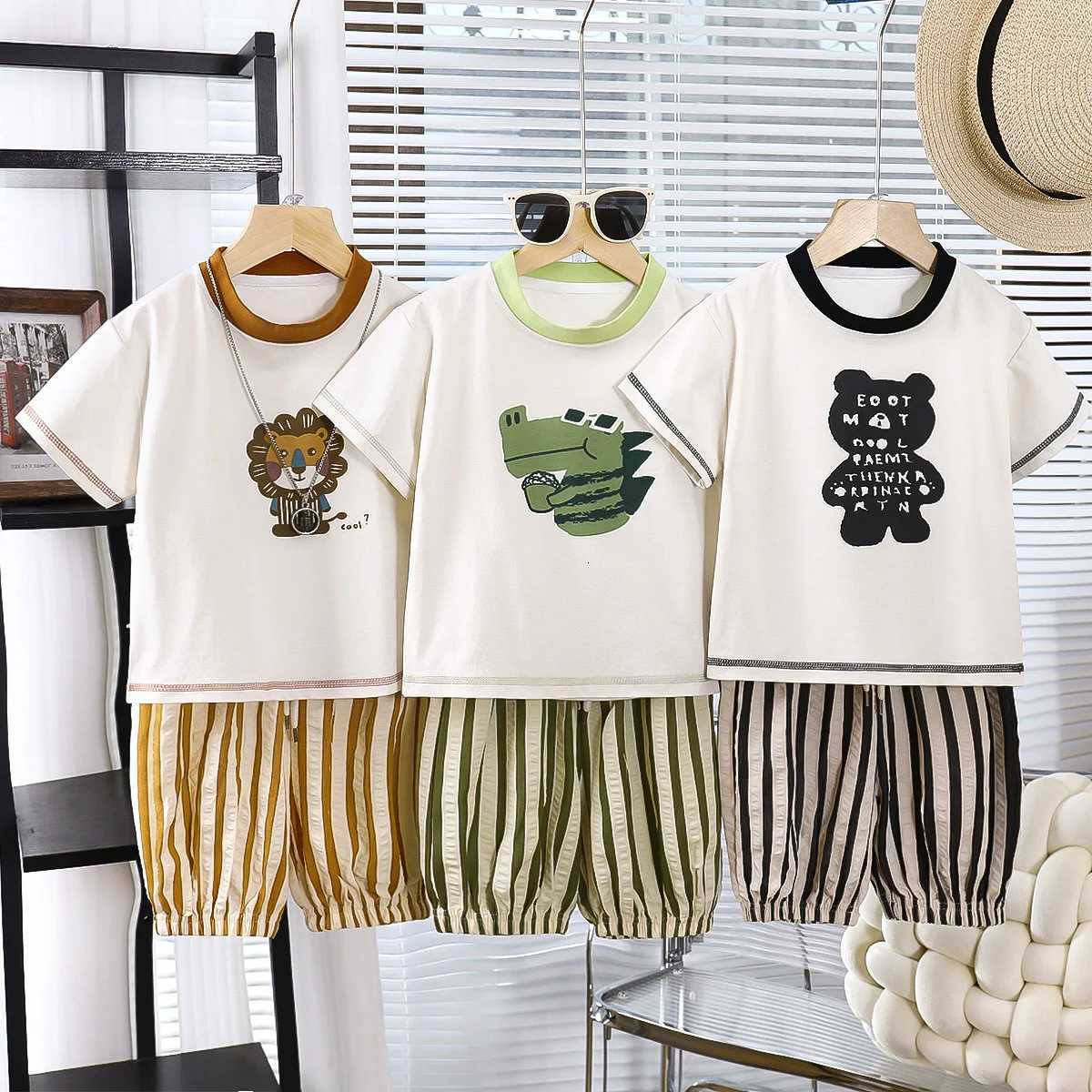 Baby Boy Sets Summer Clothing Casual Suit T-shirt + Shorts 2PCS Set Boys Kids Dinosaur Print Clothes Z250811