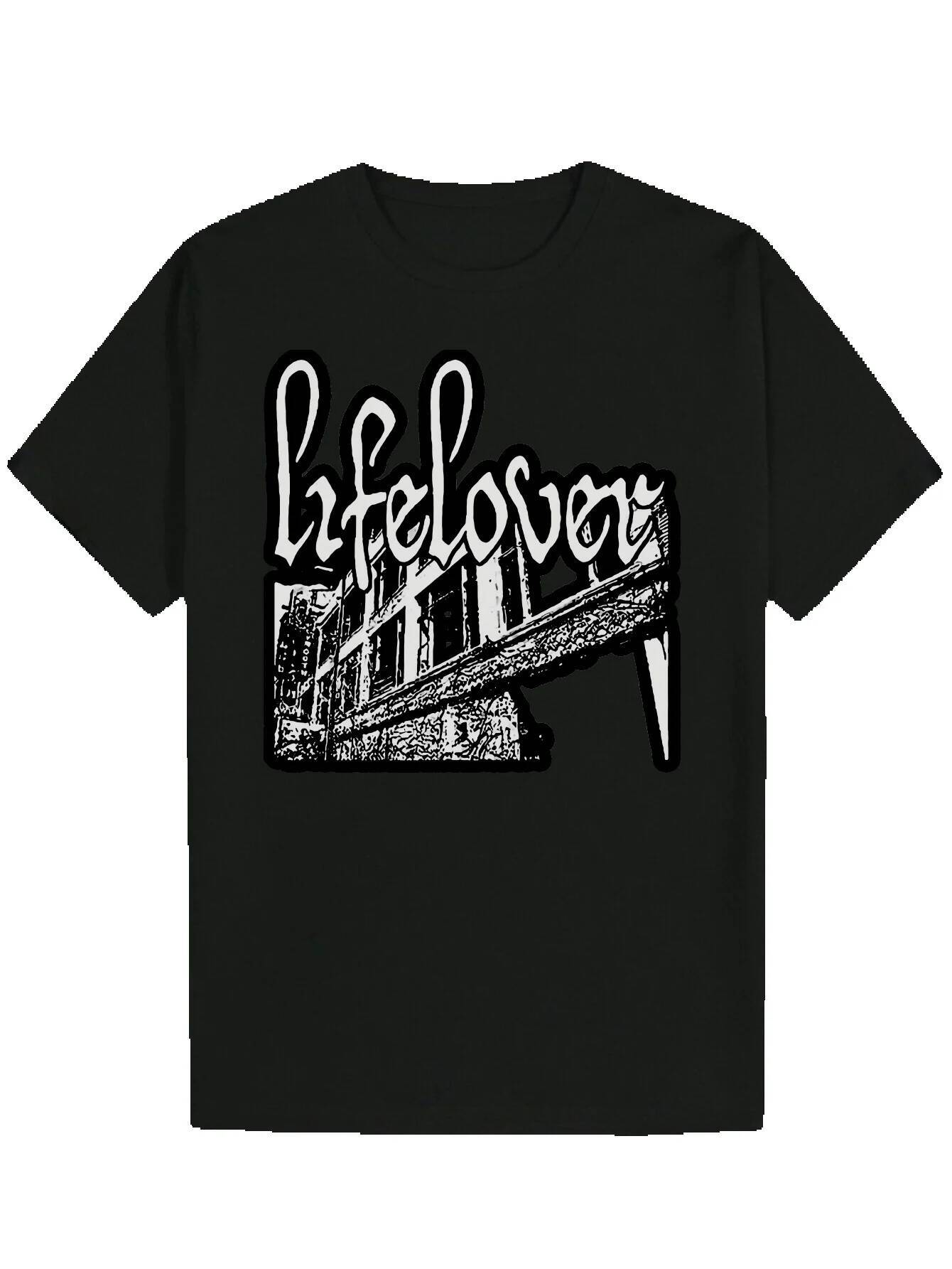 Men's 'Life on a is Better' Graphic - Black Casual Summer T-Shirt, White Letters, Crew Neck, Short Sleeve, Polyester Blend, Cruise Ship