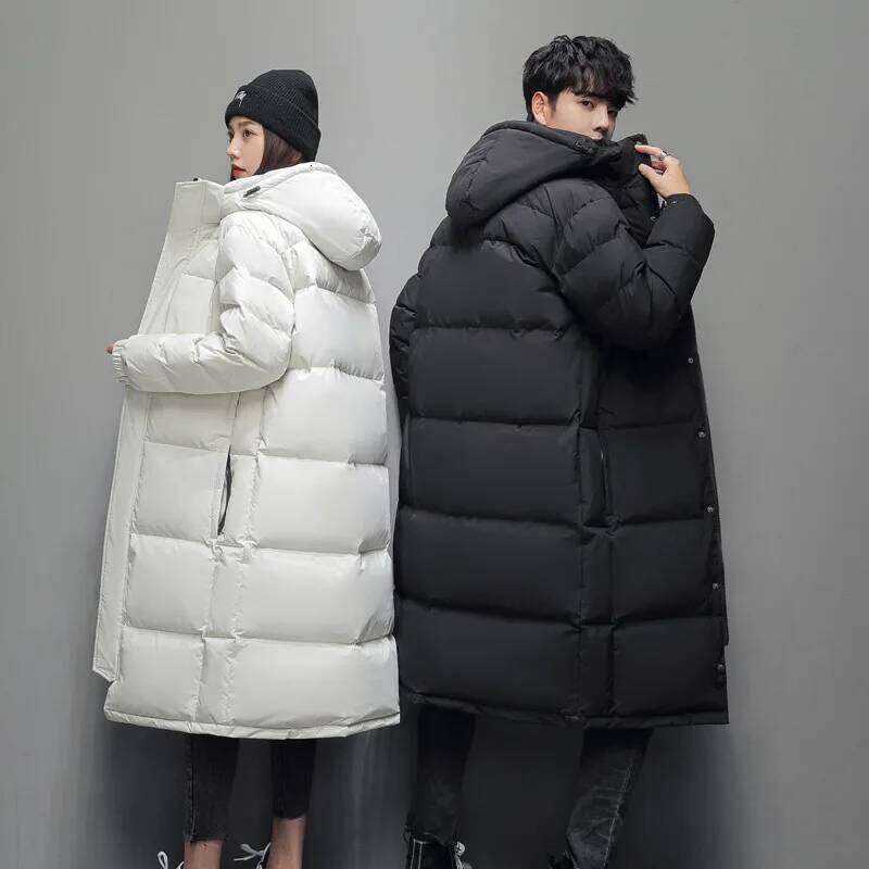Brand New Men Fashion Down Jacket Slim Korean Style Hooded Duck Couple Coat Women's Winter Long Overcoat