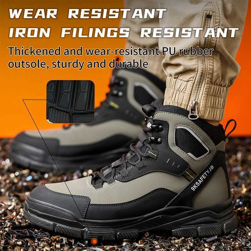 Man Safety Shoes Puncture-Proof Work Sneaker Waterproof Work Shoes Steel Toe Shoes Safety Boots Indestructible Shoes Lightweight W250811