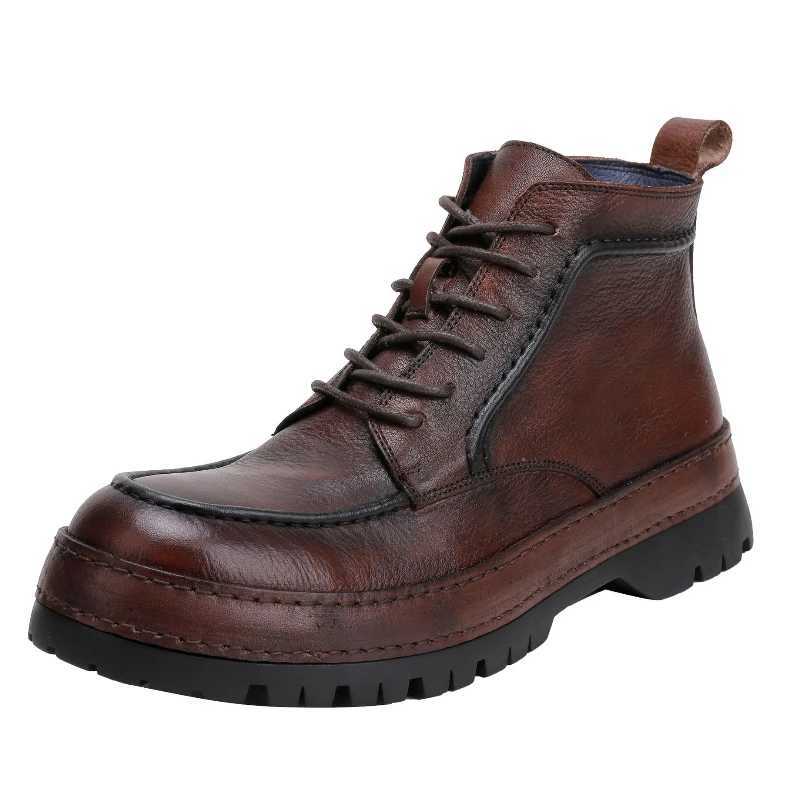 Luxury Designer Men Boots Retro Tooling Boots Genuine Leather Lace Up Outdoor High Top Casual Shoes for Men Ankle Boots W250811