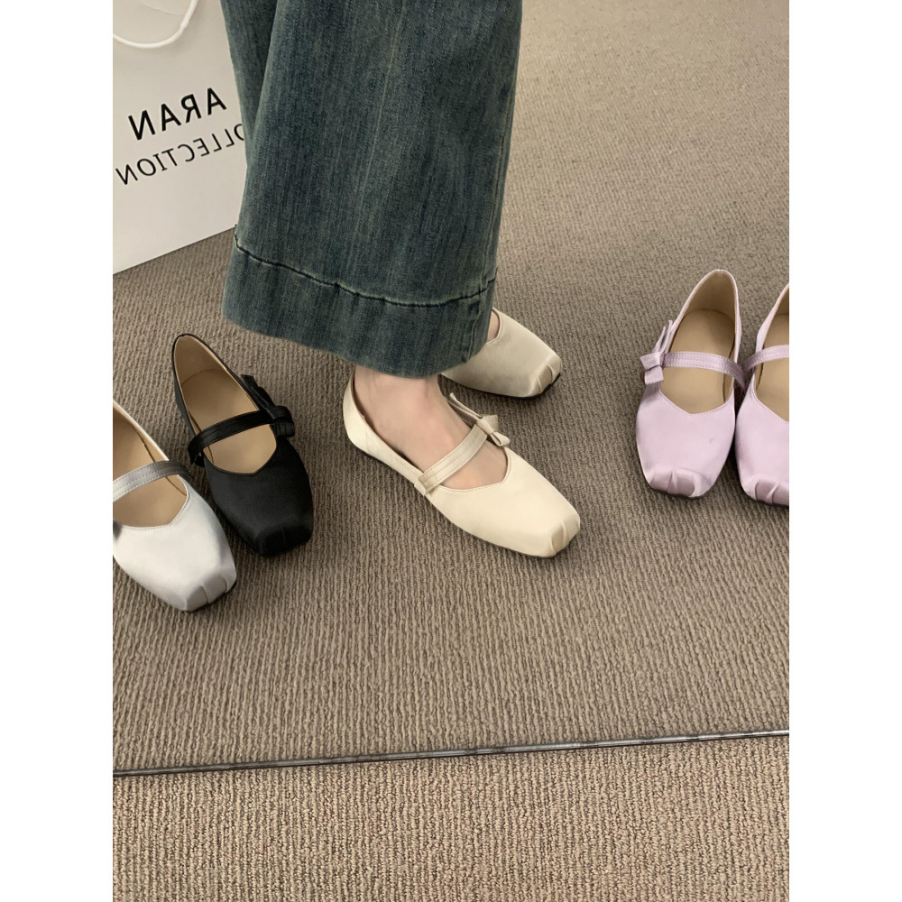 French satin ballet shoes 2025 designer's new comfortable single shoe