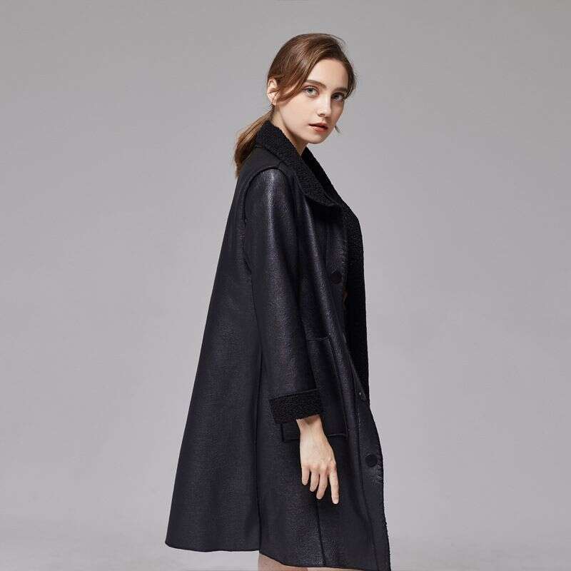 Women's Clothing Autumn And Winter New Leather Jackets Women, Mid Length PU Ladies Slim Fur Windbreaker For Women