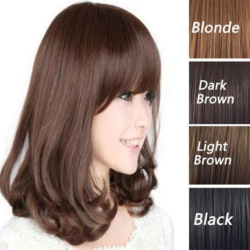 Live Sweet Temperament Women's Wig Matte High-Temperature Fiber Bangs Bob Korean Style Trendy Short Curly Hair B5