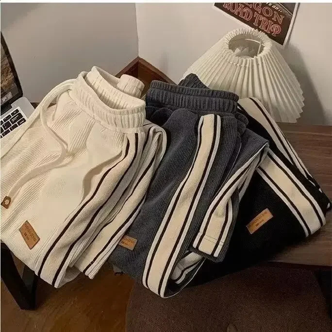 Spring Summer Casual Sports Trousers Straight-Leg Loose-Fit American Style Vintage Corduroy Thin Pants Trendy For Men 250811