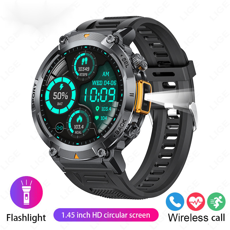 New S100 Outdoor Smart Watch Bluetooth Call Flashlight Information Push Sports Waterproof Watch