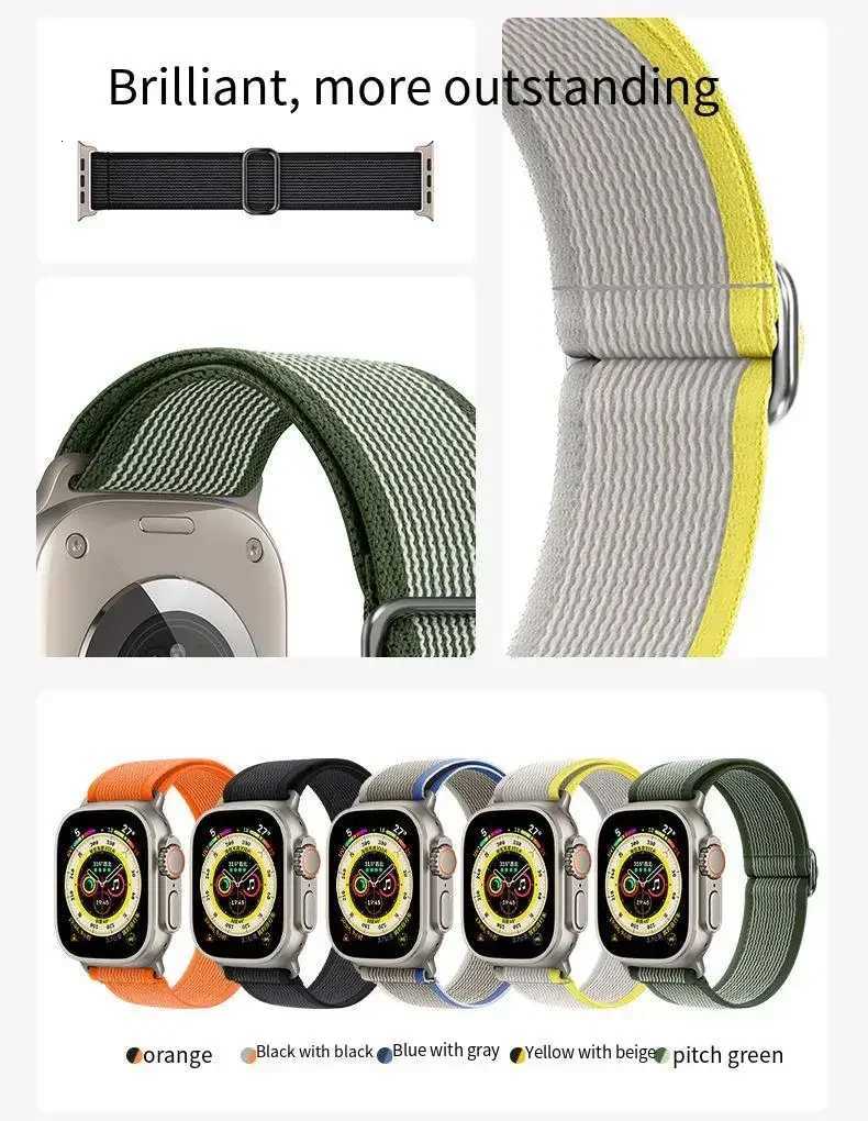 Nylon Elastic Strap for Apple Strap Ultra 49mm 10 46mm 42mm 9 8 7 45mm 41mm Diameter Bracelet iWatch 6 5 4 SE 44mm 40mm Correa W250811