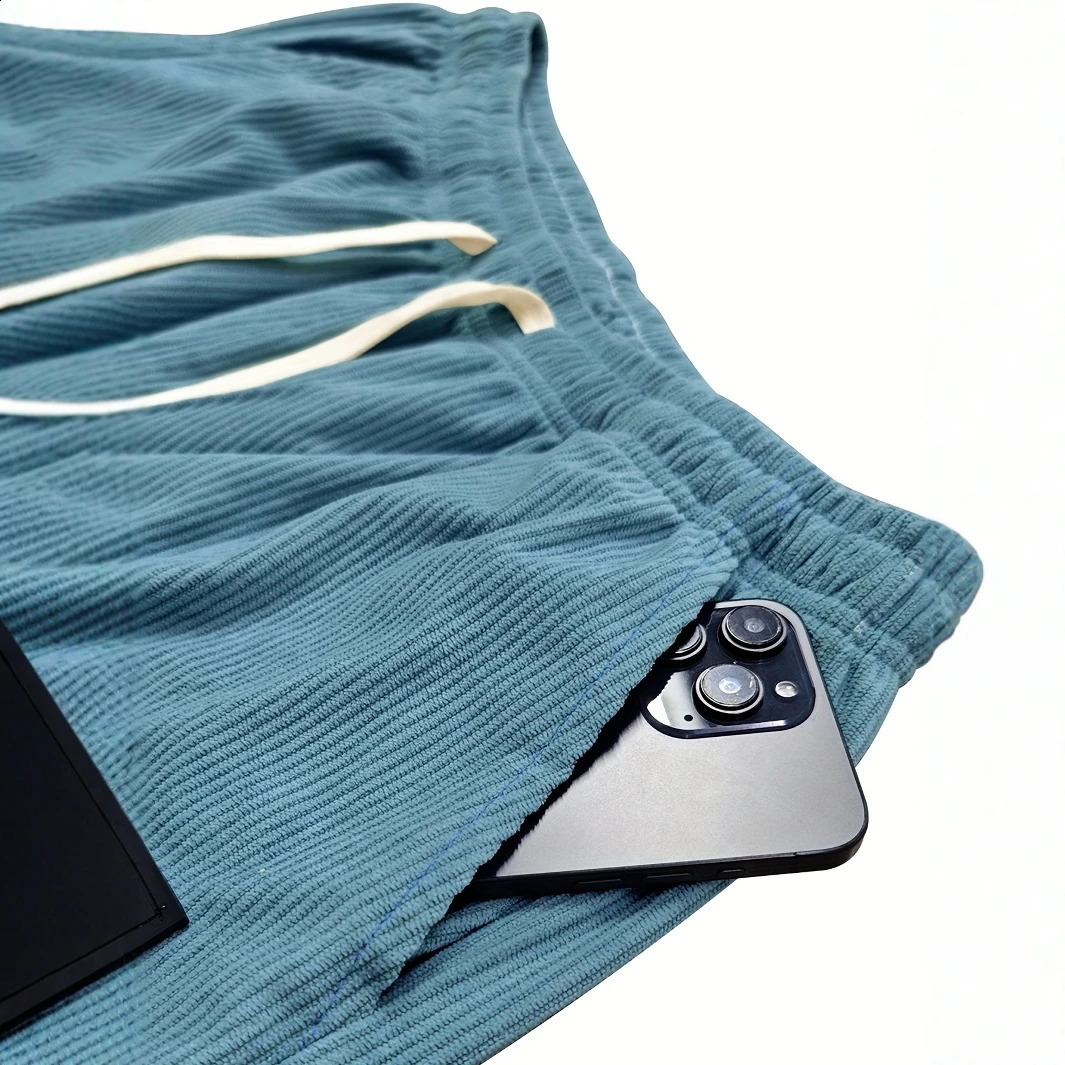 High Quality Striped Corduroy Mens Casual Pants Autumn Winter Loose Fashion Cargo Straight Pants Fitness Sports Hip Hop Pants 250811