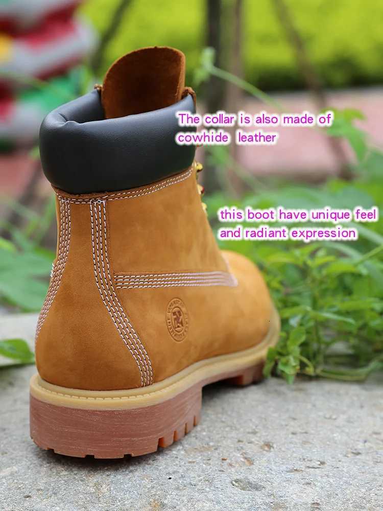 New Work Boots Mens Original Comfy Shoes Outdoor Hiking Leather Casual Shoes For Men Basic Boots Waterproof Yellow Boots W250811