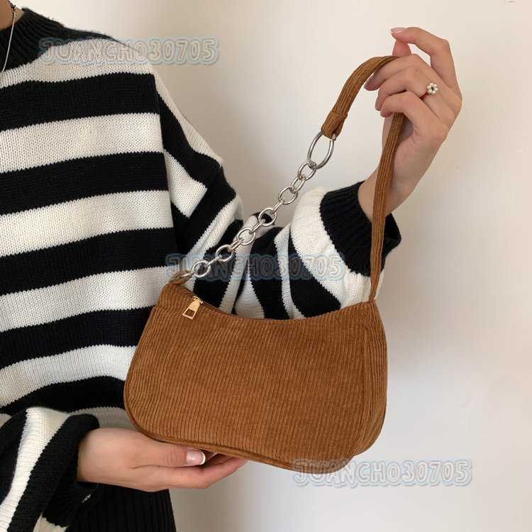 2024 Autumn/winter New Handheld Small Square Bag Plush One Shoulder Fashion Corduroy Underarm Stick Bag Handbag H250809
