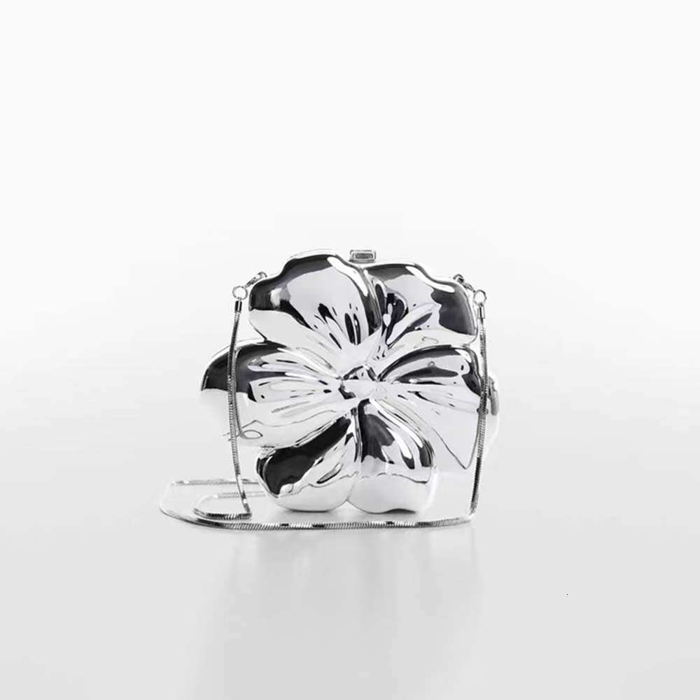 New Half Round Flower Electroplated Bag fashion Personality Socialite Dinner Party