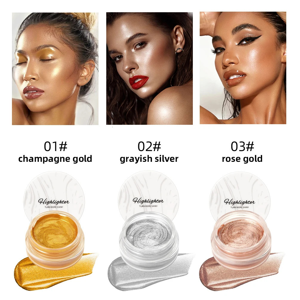 QI Shimmer Glitter Highlighter Cream Eye Shadow Silkworm Gold Face Contour Bronzer Brighten Body Highlight Iluminador Makeup 250811