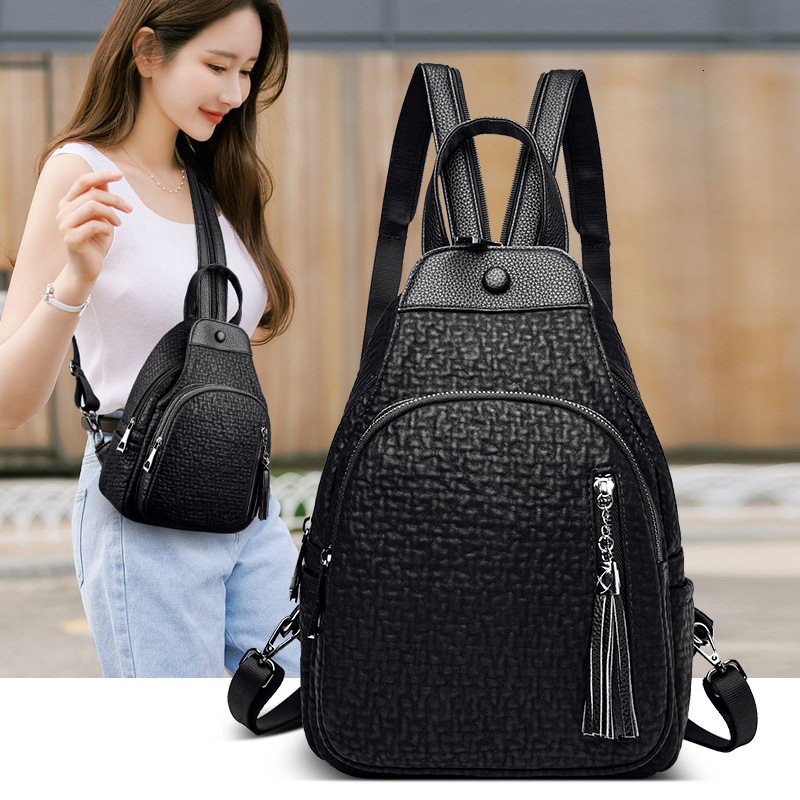 Women's Chest Bag New Fashion Soft Leather Casual Multifunctional Student Small Backpack ddmymoon