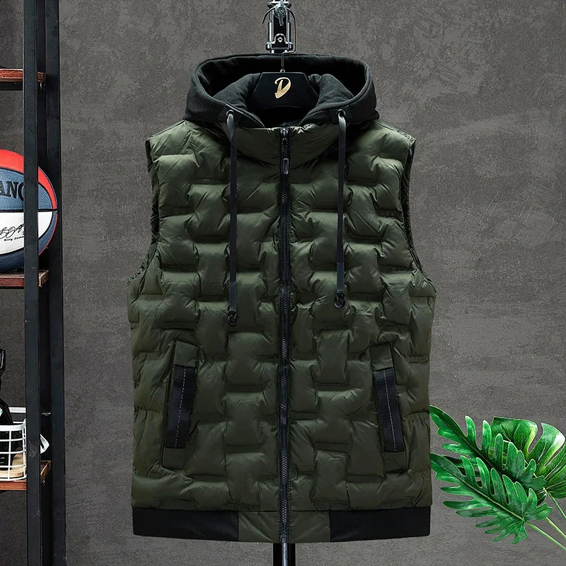 Down Vests Men Casual Waistcoat Sleeveless Jackets Male Hooded Vest Fashion Vests Korean Sell Mens Winter Vest 250804