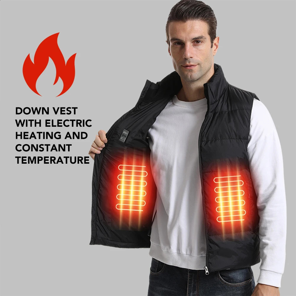15 Areas Heated Vest Men Women Down Heated Jacket Intelligent USB Electric Heating Thermal Heated Vest Winter Casual Warm Coat 250804