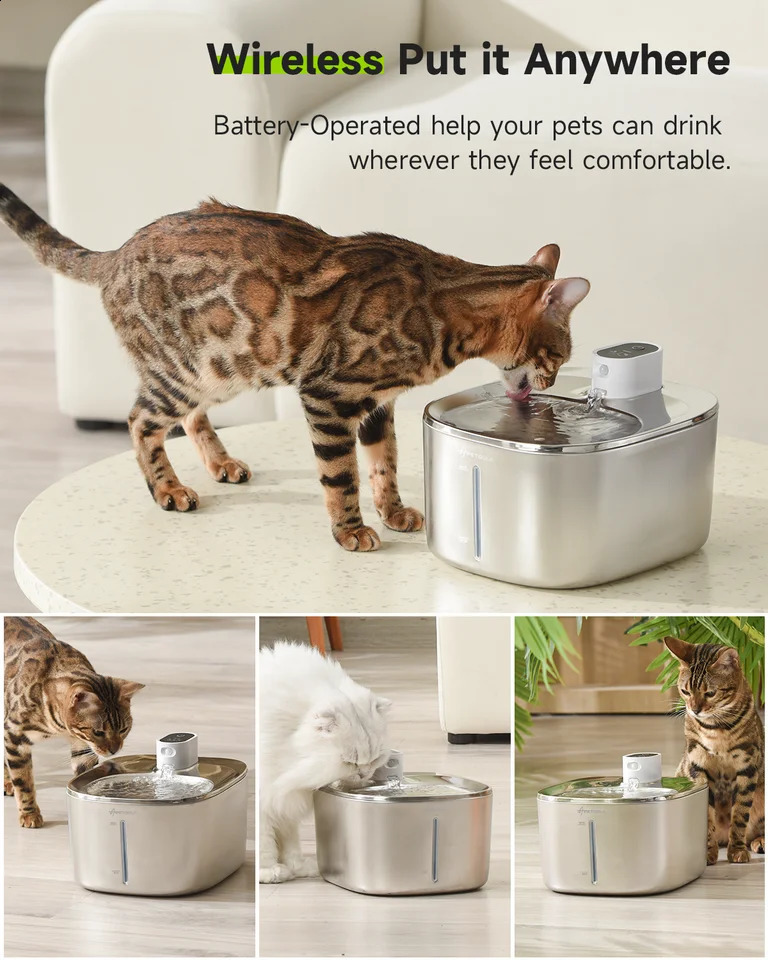 APETDOLA 4L Wireless Cat Water Fountain Auto Sensor Drinking Fountain For Cats Dog Drinker Pet Water Dispenser Accessories 250805