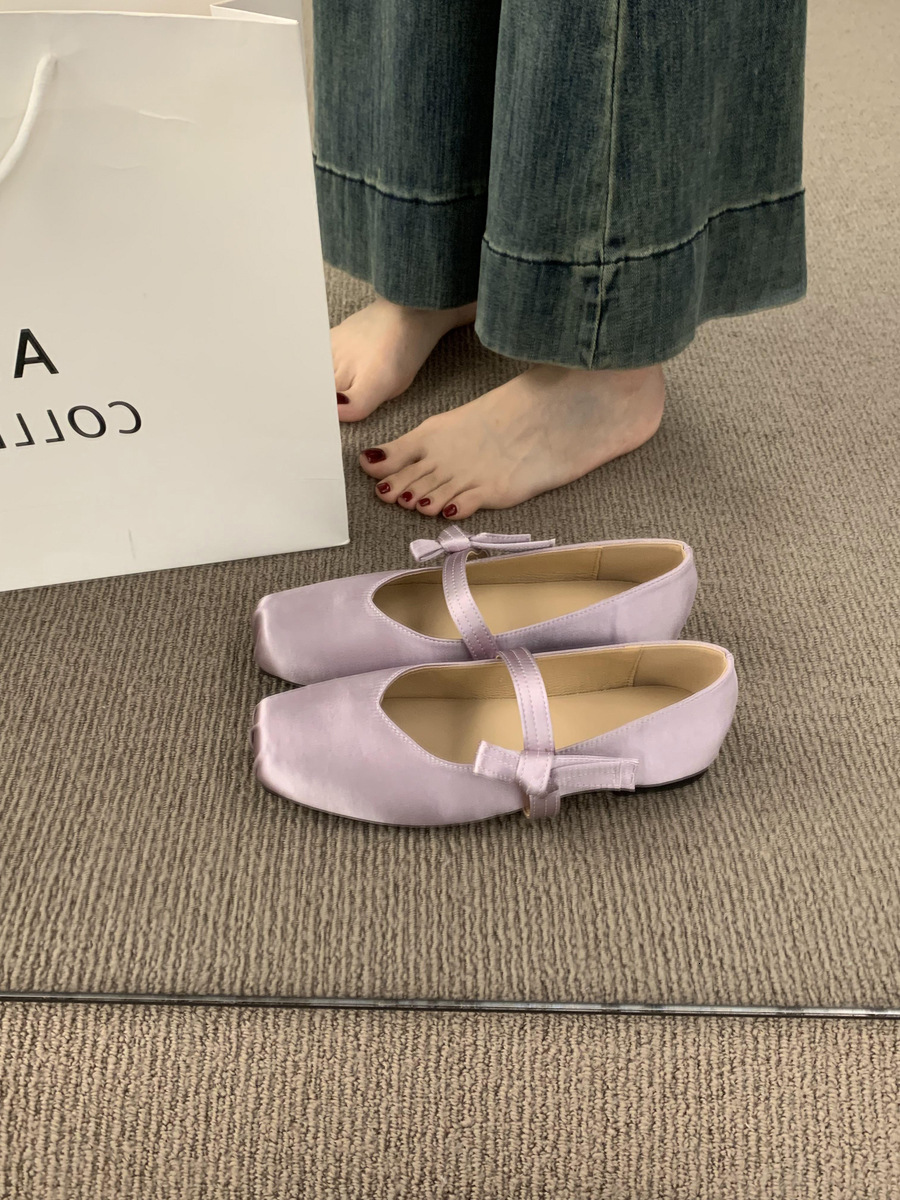 French satin ballet shoes 2025 designer's new comfortable single shoe