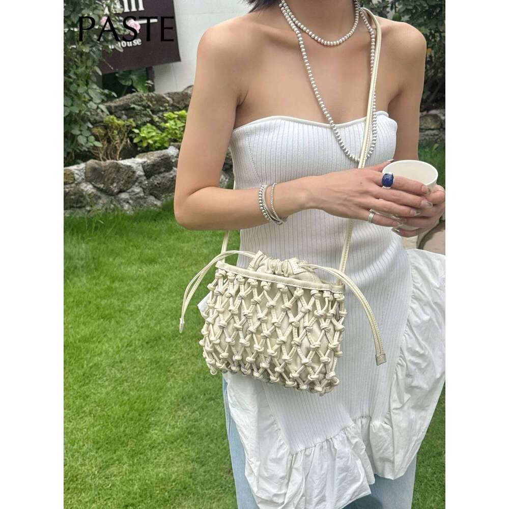 Handmade Hollow Out Design Literary Retro Style Flap Summer Beach Small Cowhide Leather Female Crossbody Bag