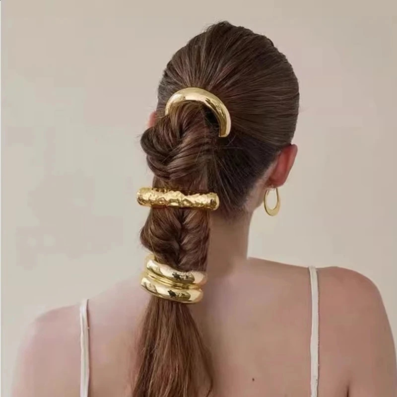 Metal Irregular Doublelayer Hair Bands Ropes for Women Headband Elastic HairPins Hairband Fashion Jewelry Accessories Gift 250804