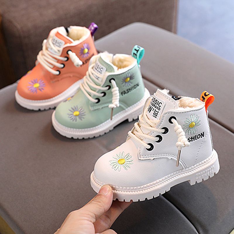 Kids Winter Cotton Boots 2025 Fashion Toddler Plush Shoes Cutefeet Boys Warm Short Boots Casual Girls Cute Side Zipper Snow Boots Sizes 21 - 30 C0365