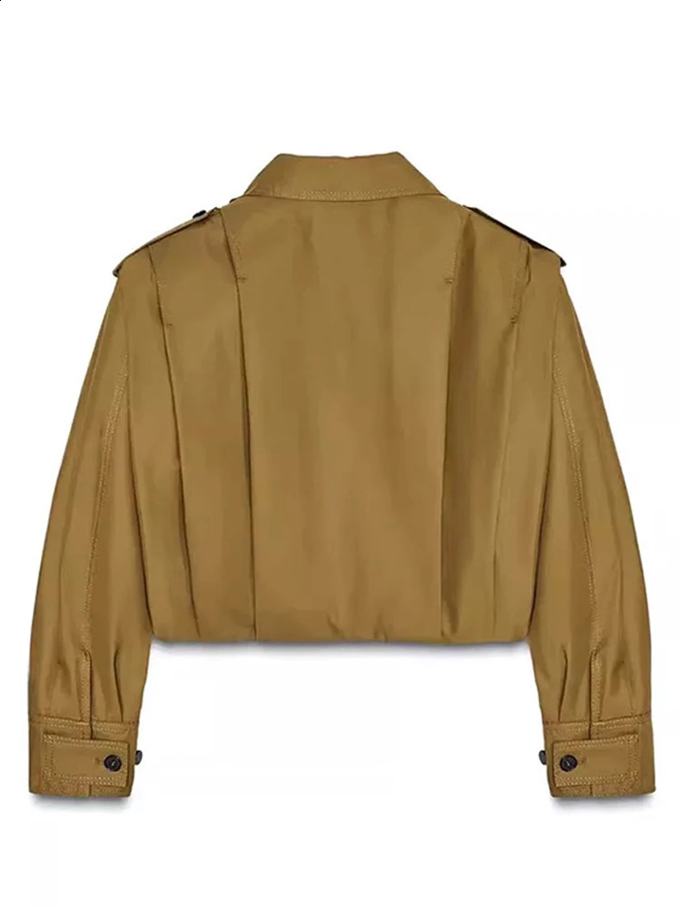 Street Button Jacket Women Baggy Lapel Single Breasted Long Sleeve Solid Crop Coat Female 2025 Spring Autumn Casual Lady Outwear 250805