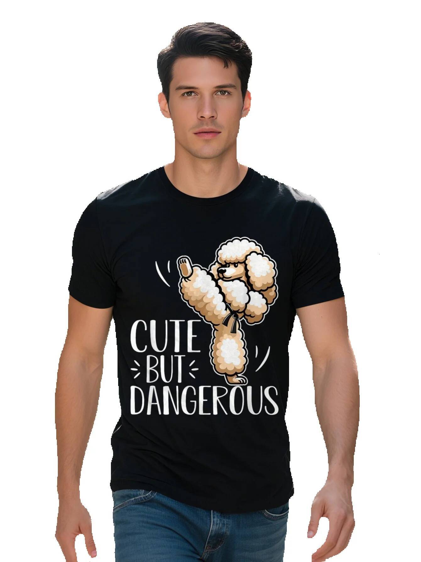 Men's T-shirt Cotton Poodle Cute But Dangerous T Shirt 0f563 79077