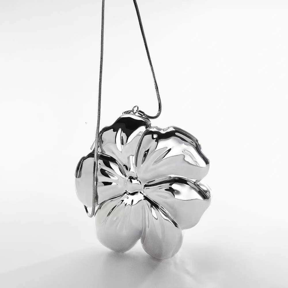 New Half Round Flower Electroplated Bag fashion Personality Socialite Dinner Party