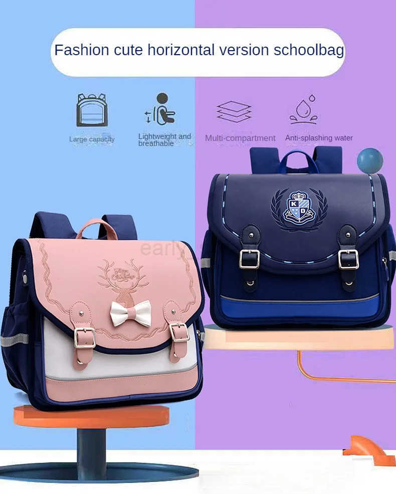 Horizontal Version British Waterproof Schoolbag Childrens Weight-reducing Lightweight Spine-protecting Backpack T250811