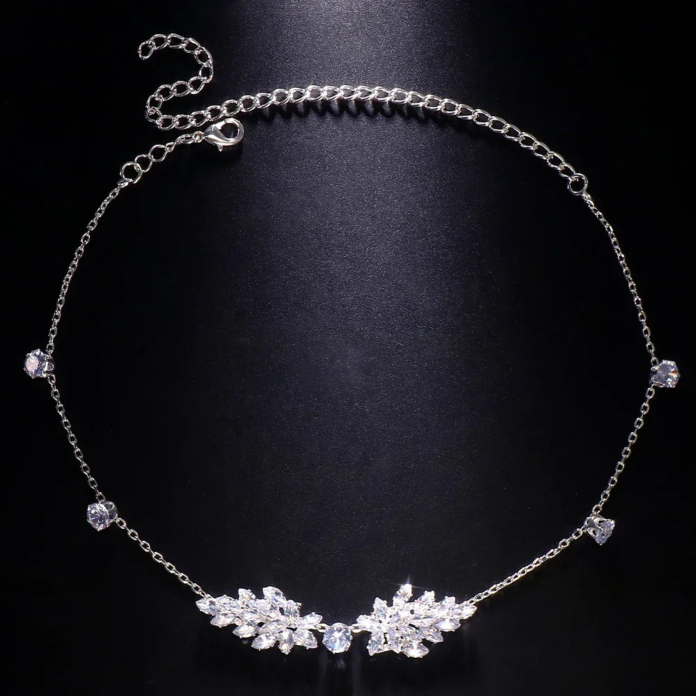 Fashion Leaf Zircon Forehead Chain Headpiece Wedding Accessories Bridal Hairband Simple Boho Head Indian Jewelry Gift 250804