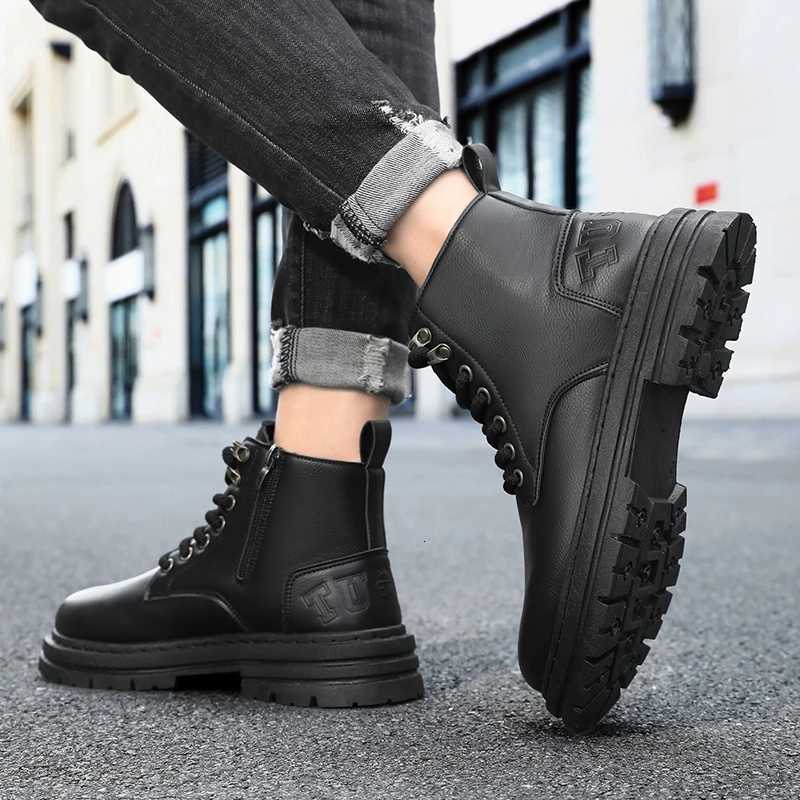 4 Seasons Mens Boots Soft-sole Non-slip Casual Boots Fashion Outdoor Work Boots High Boots Classic Joker Youth Leather Boots W250811