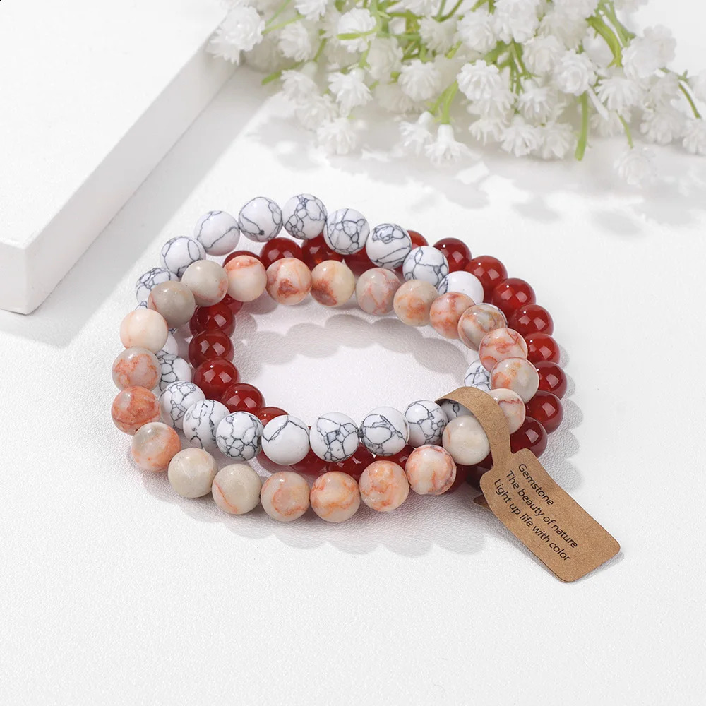 Mixed Color Cat Eye Beads Energy Bracelets 3Pcs/Set 8mm Natural Stone Rose Quartzs Aventurine Bracelet Men Yoga Jewelry 250805