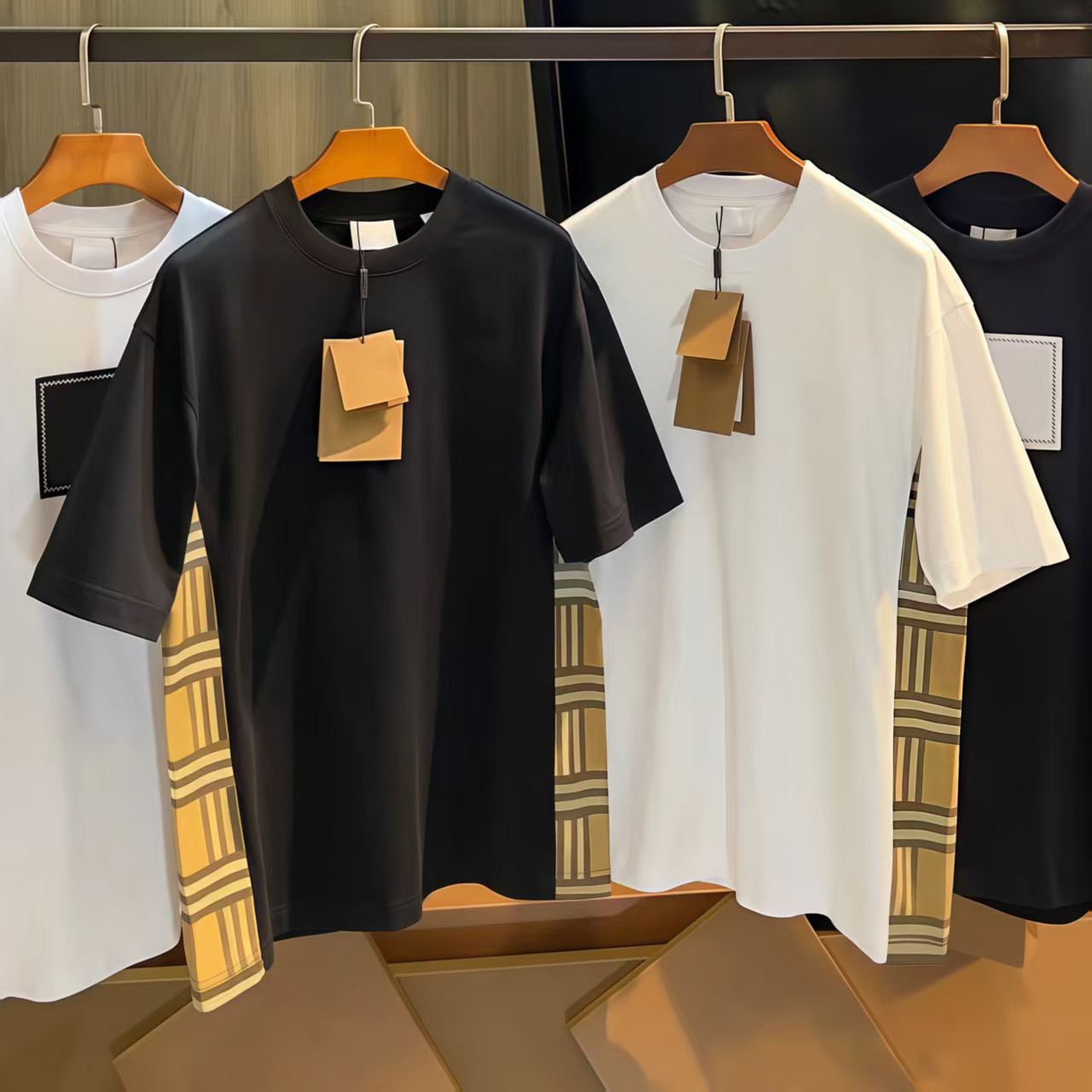 High quality designer men's T-shirt, fashionable checkered pure cotton T-shirt, polo shirt, casual sports loose short sleeved T-shirt, summer classic style
