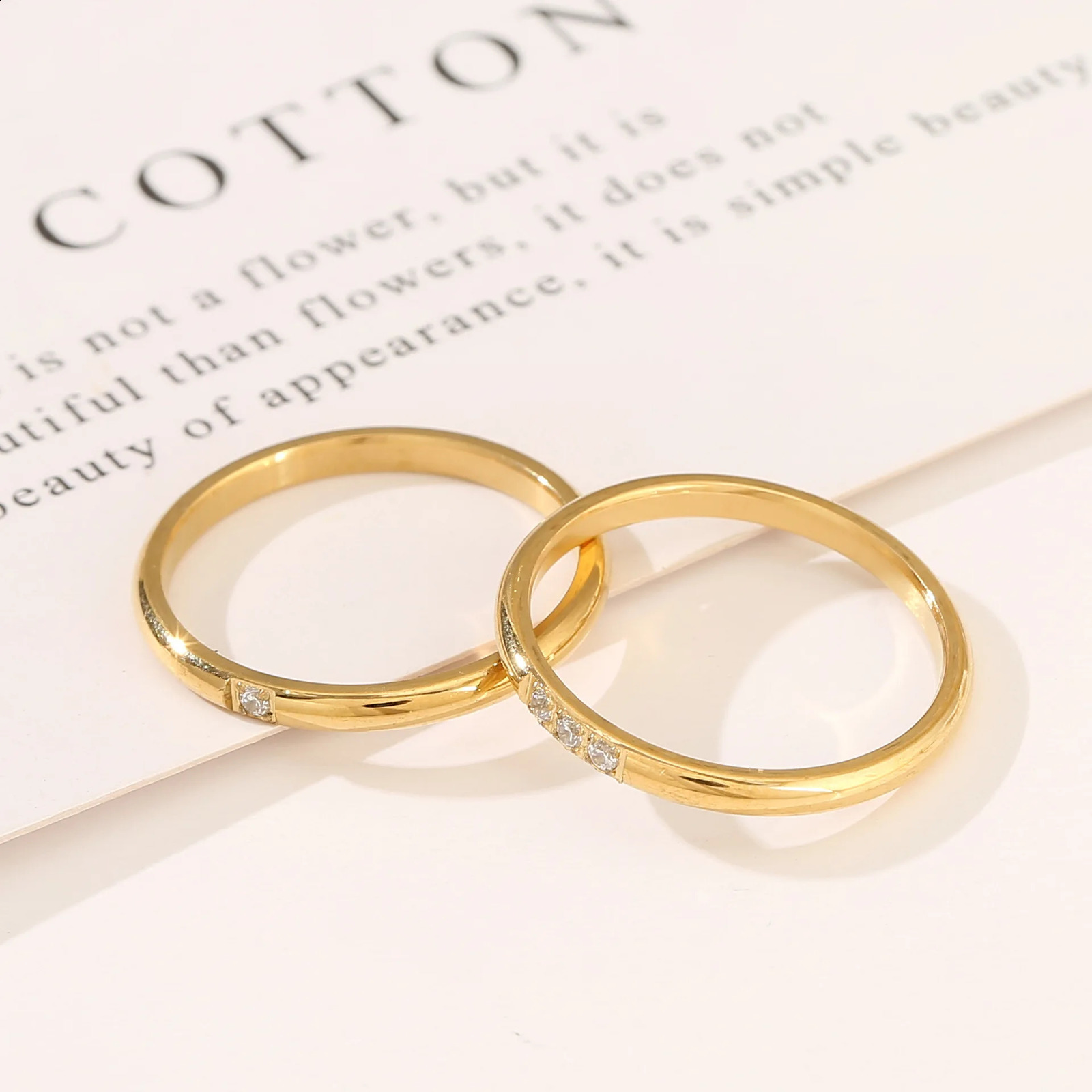 Stainless Steel Royal White Zircon Rings For Women Men Square Crystal Thin Slim Stackable Opening Couple Rings Size 5-10 250807