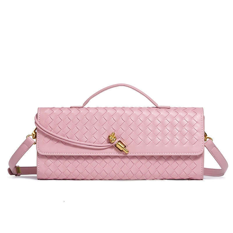 Hot Selling Handmade Soft Leather Baguette Horizontal Square Accordion Solid Color Handheld Crossbody Women's Bag