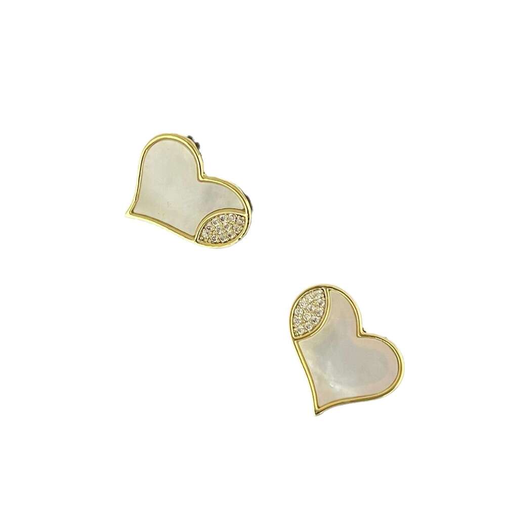 Dcollections Natural Shell Zircon Pearl Summer High-end Copper Gold-plated Thickened Electroplated Earrings Fashion Versatile Ear Jewelry