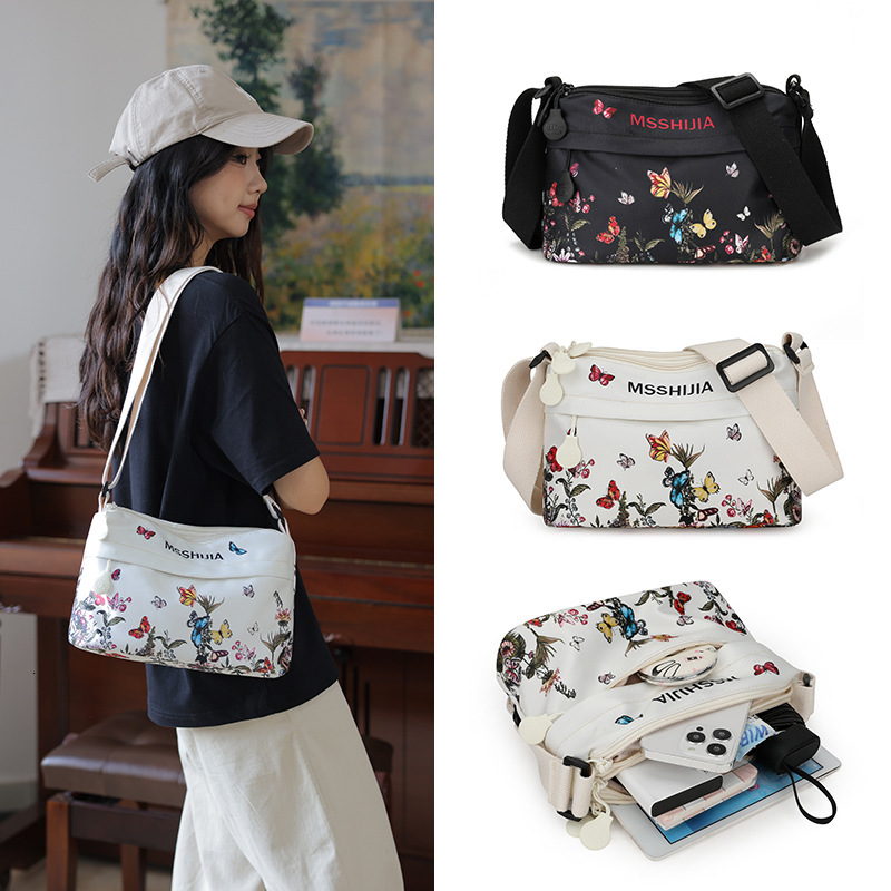 Trendy Printed Three-Layer Large Capacity Crossbody for Women 2025 New Lightweight Oxford Cloth Commuter Shoulder Bag ddmymoon