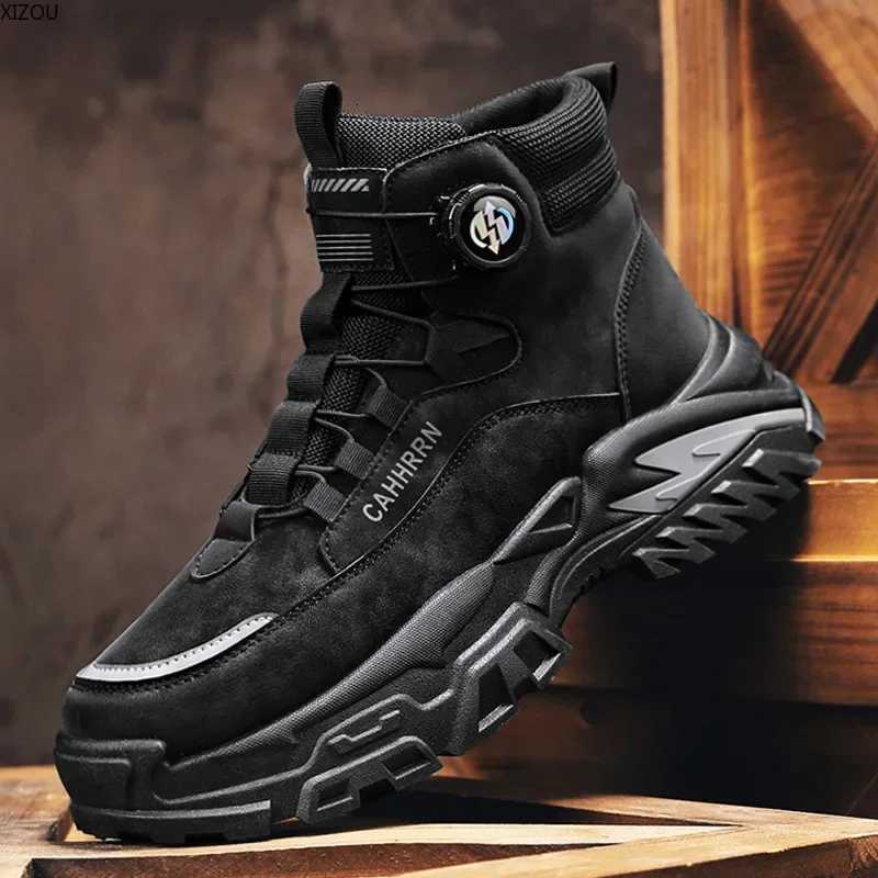 Booties for Men Motorcycle Boots Easy To Clean Trendy All-match Lightweight Warm Plush XIZOU Winter Shoes Popular New Model W250811