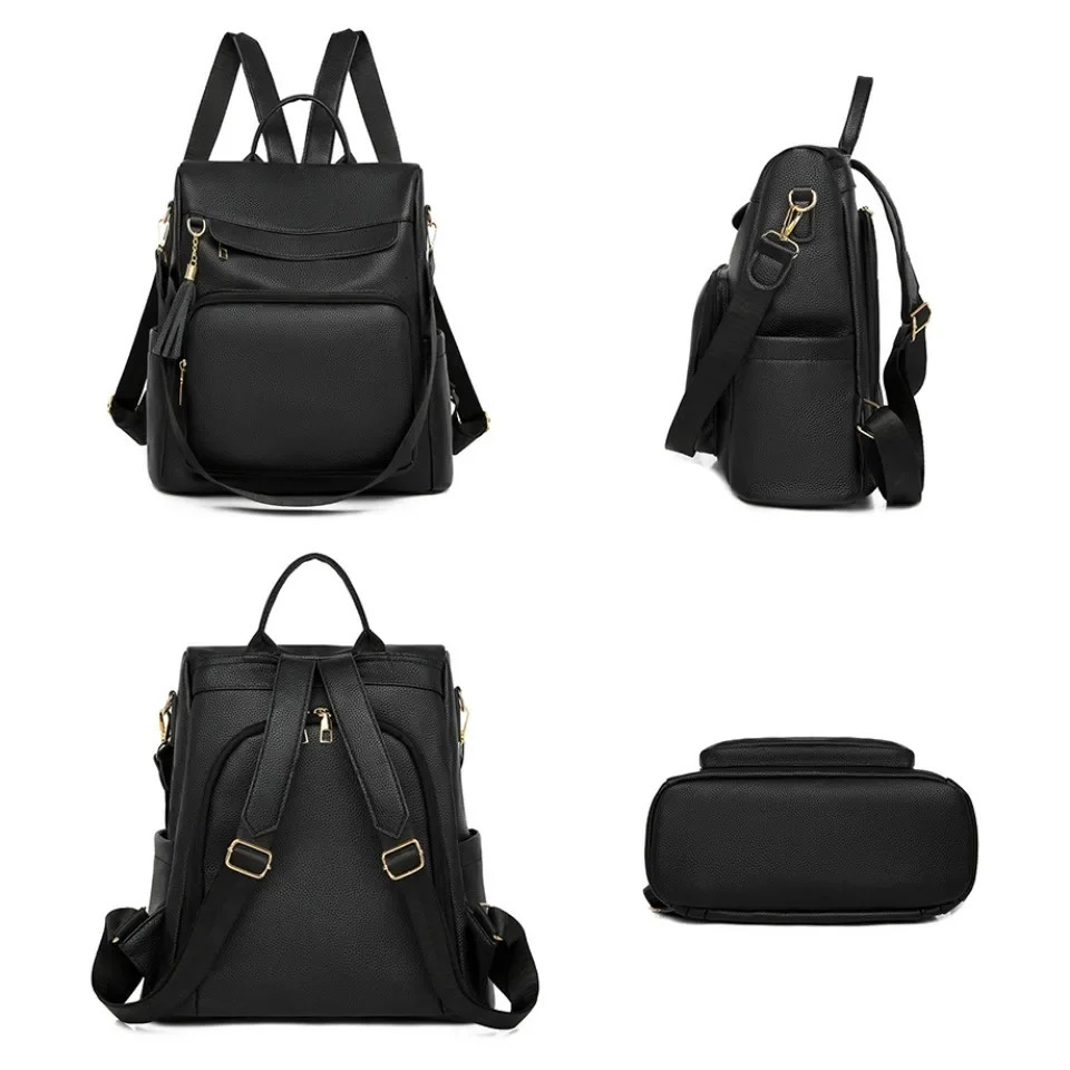 Womens PU Leather Backpack Black Brown School Bags Travel Rucksack Fashion ner Ladies Casual Simple Bag Pack Sac A Dos 250811