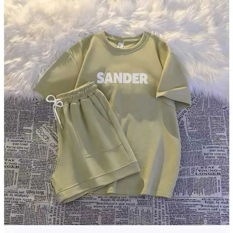 Summer new Girls set short sleeved T-shirt with letters for children Korean-style casual shorts for kids. Z250811