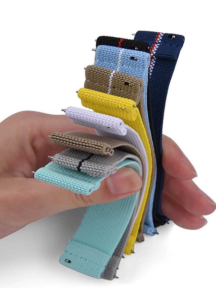 13cm Length Pale Blue Premium Grade Hook and Loop Adhesive Watch Band 18/19/20/21/22mm Nylon Watch Strap for Watch Replacement W250811