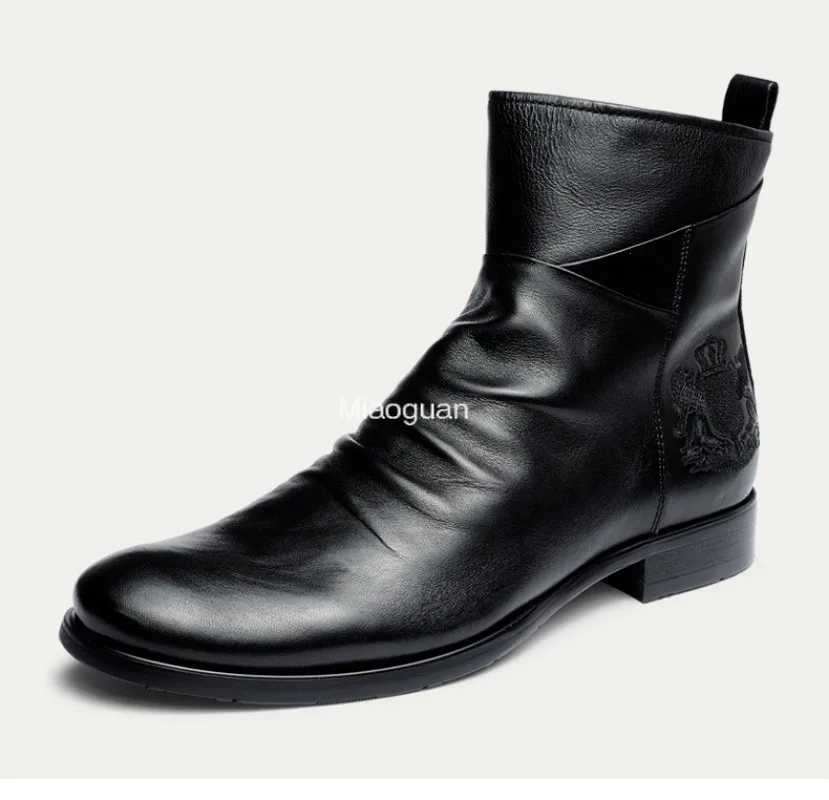 Handmade High Quality Side Zipper Plus Size Boots Mens Leather Boots Comfort Boots Fashion Leather Concise Leisure Design Boots W250811