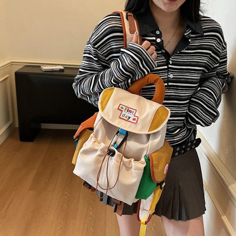 style fashionable pleated drawstring backpack It is a niche ned trendy looking for women with large 250811