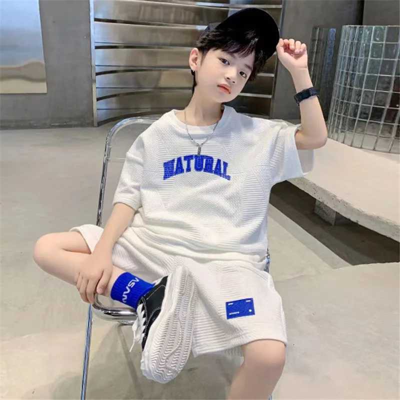 Boys Summer Casual Sets Thin Handsome T-shirt + Loose Shorts 2Pcs Kids Sportswear Loungewear Outfit Teenager Suit 5-14 Years Z250811