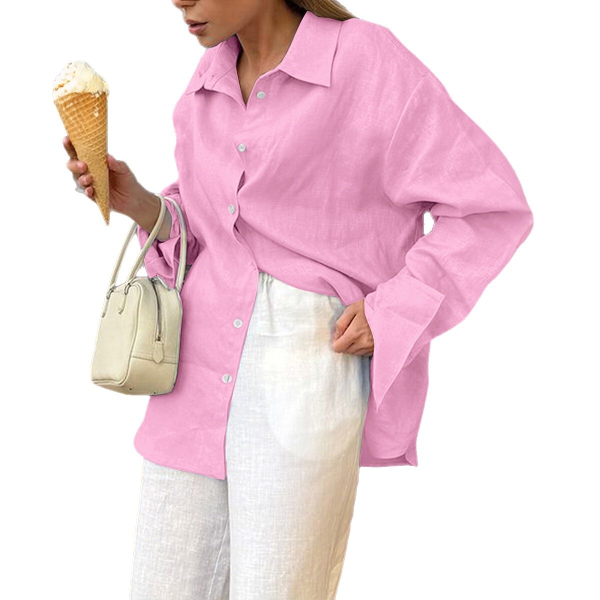 Casual Vacation Solid Color Long Sleeve Women's Blouse 2025 Autumn Winter