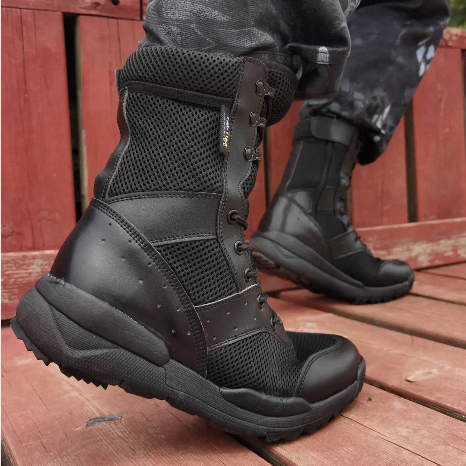 34-49 Plus Size Lightweight Mesh Breathable Military Tactical Boots for Summer Combat Training Work Shoes Outdoor Hiking Boots W250811