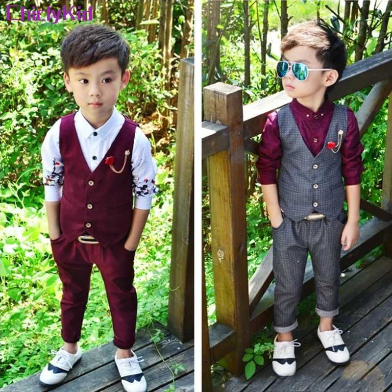 Boy Dot Top Ring Bearer Waistcoat Clothes Sets Kids Formal Suits Child Long Sleeve Shirt Vest Trousers Toddler Wedding Outfits Z250811