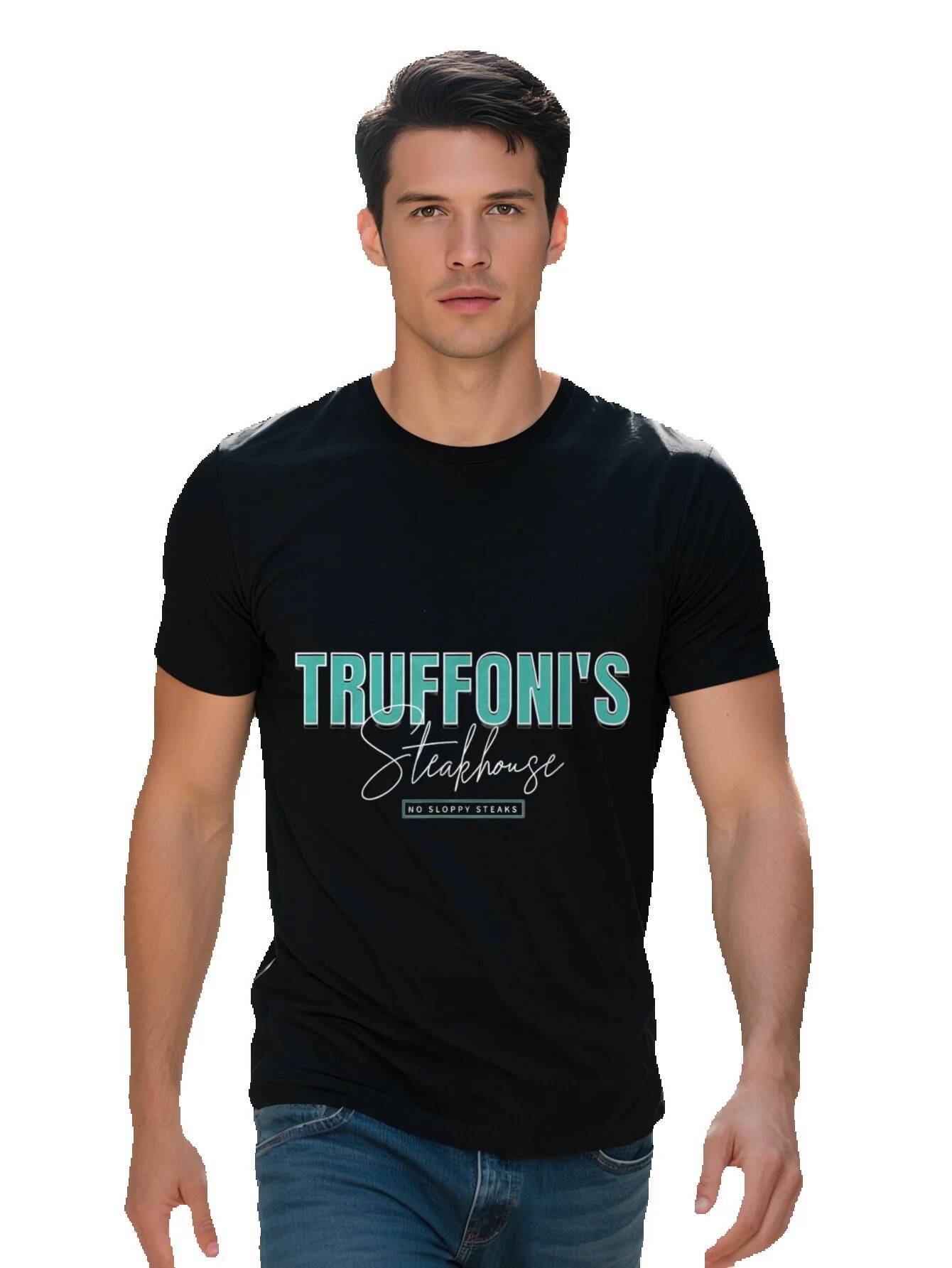 Men g Cotton T Shirt Truffoni s Steakhouse I for THINK You Should Leave Graphic Print Black Casual Short 2288d