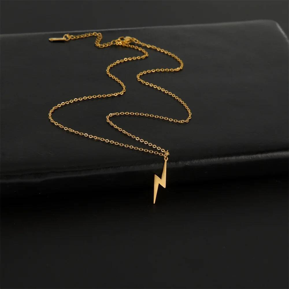 Lighing Pendant Chain Geometric Stainless Steel Simple Necklace for Women Men Party Ornament Jewelry Accessories