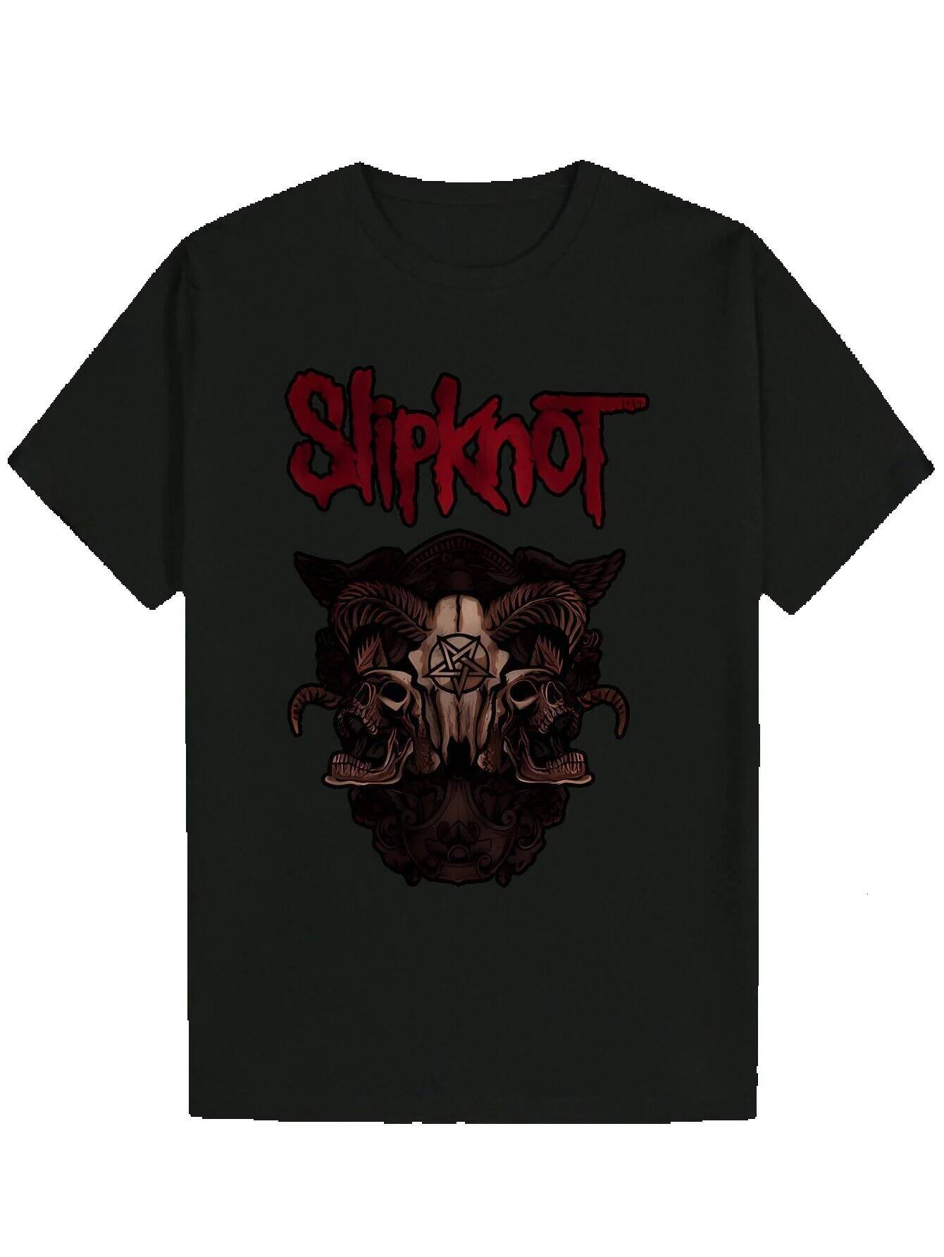 Men's Summer Pattern Printed Round Neck Casual T-Shirt - 100% Polyester, Black, with Edge Skull Pattern, Machine Washable, Lightweight and Breath