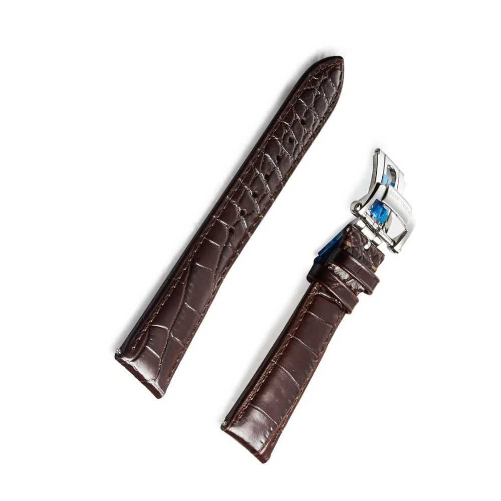 0BLVLO Top Quality Brown Black Genuine Leather Watch Strap 22mm Watch Band Alligator Strap for Men W250811